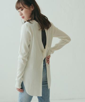 バックツイストワッフルロンTEE