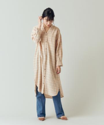 シアーチェックシャツワンピース