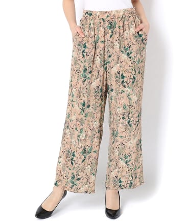 【Liyoca(リヨカ)】フラワープリントイージーパンツ