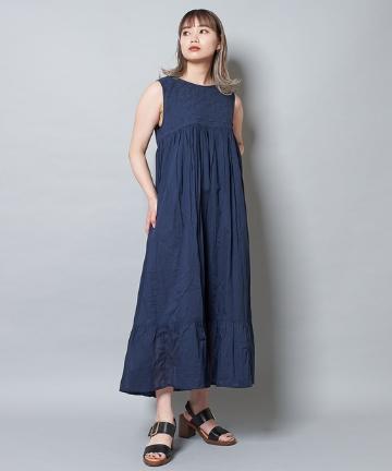 前後2way刺繍クリンクルギャザーワンピース