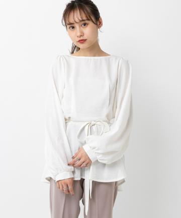 ウエストギャザーリボンブラウス