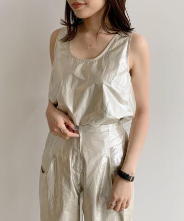 【TELA】メタリックポプリンタンクトップ