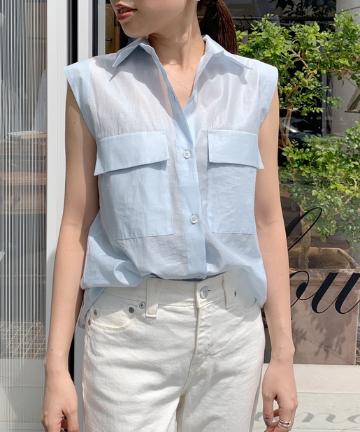 【TELA】ノースリボタンブラウス