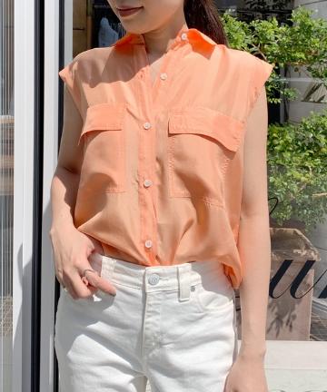 【TELA】ポケットノースリブラウス