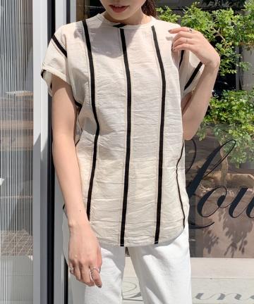 【TELA】ストライプノースリブラウス