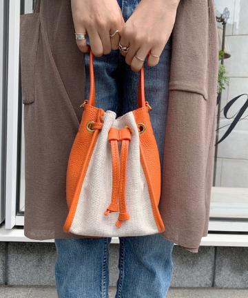 【PAOLA NUTTI】キャンバスコンビ巾着バッグ