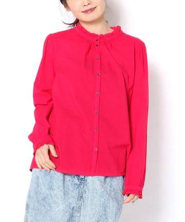 【XiRENA】襟フリルシャツ