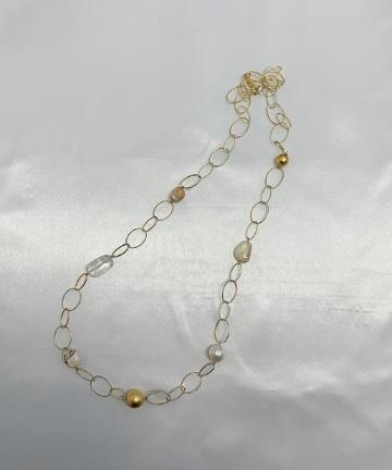 【a.v.max】ベージュストーンロングネックレス