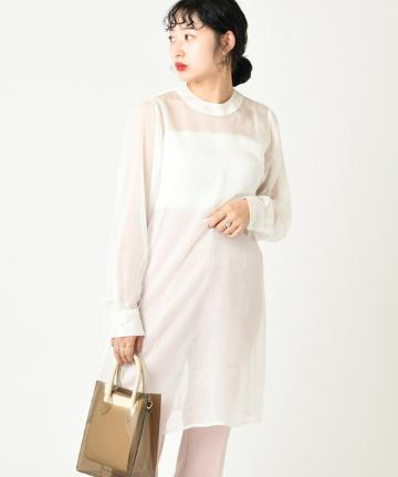 ハイネックスリットロングシャツ