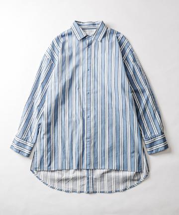 【SUPERTHANKS/スーパーサンクス】バックスリットストライプロングシャツ