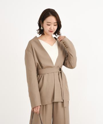 セットアップリネンツイルVジャケット