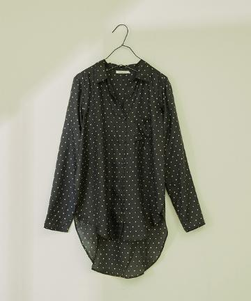 【Mes Demoiselles】 シルクサテンドットブラウス