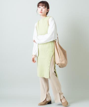 リブニットロングベストSET