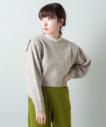 BACKあきクロップドニット