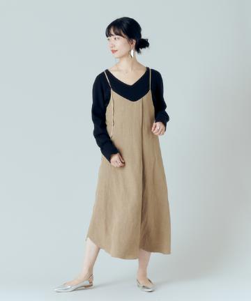 ビスコースリネンキャミワンピース