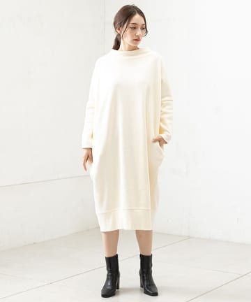 【手洗い可】起毛裏毛ボトルネックワンピース