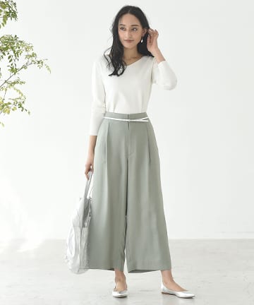 【セットアップ可・手洗い可】リネンライクワイドパンツ