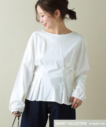 【SMART COLLECTION】タックフレア長袖Tシャツ【スマート】