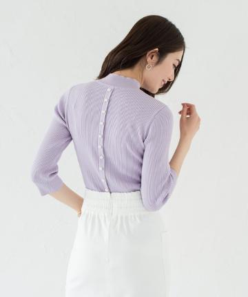 パールハイネックニット