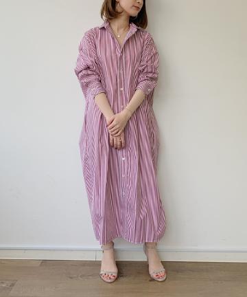 【TICCA】ロンドンストライプスクエアBIGロングシャツ