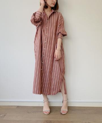 【TICCA】ストライプスクエアBIGロングシャツ