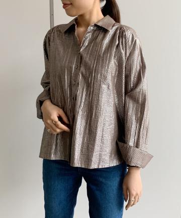 【XiRENA】ラメピンストライプシャツ