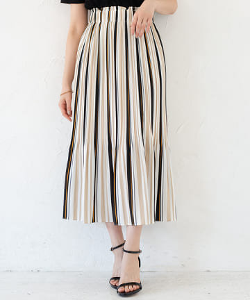 マルチストライププリーツスカート