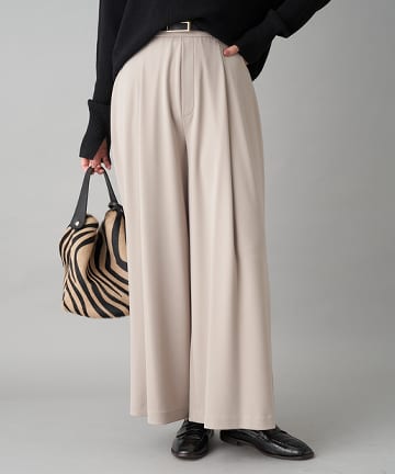 【手洗い可】ベルト付ハイウエストワイドパンツ