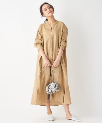 【手洗い可】リネンシャツワンピース