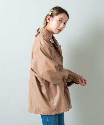 フェイクレザーオーバージャケット