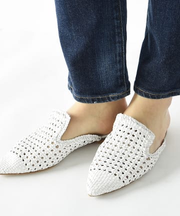 【FABIO RUSCONI(ファビオ ルスコーニ)】ホワイトメッシュサンダル