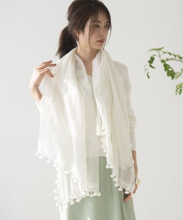 【CLASSY4月号掲載・CITRUS】ドット刺繍シルクコットンストール