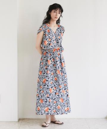 ハワイアンプリントワンピース
