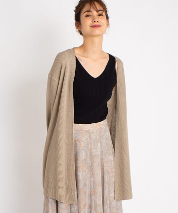 コットンリネンニュアンスニットカーディガン