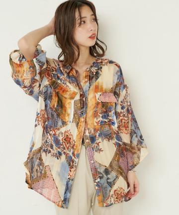 ミックス総柄シアーCPOシャツ