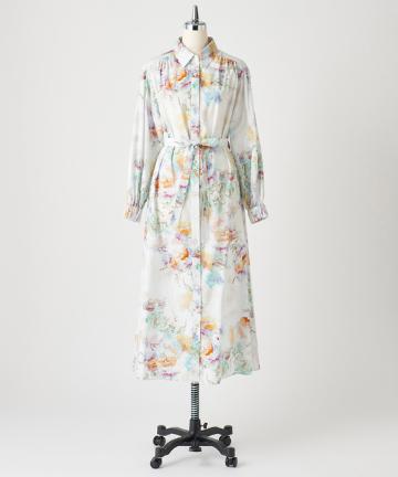 【Awfully】アブストフラワーシャツワンピース