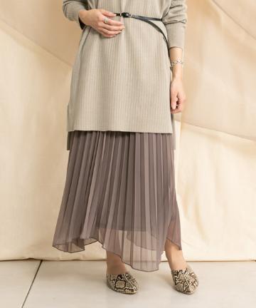 【ウエストゴム仕様】シアーチュールプリーツスカート