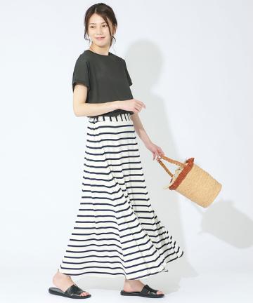 【手洗い可】ボーダーマキシスカート