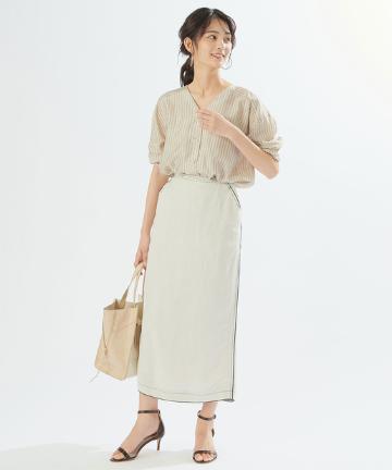 【手洗い可】レーヨンリネンポプリンナロースカート