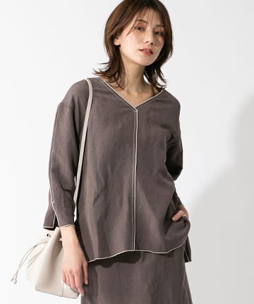 【手洗い可】レーヨンリネンポプリンブラウス