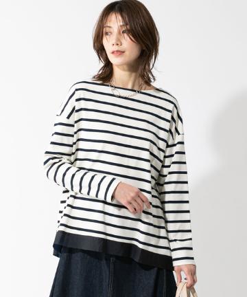 ボーダーフレアカットソー