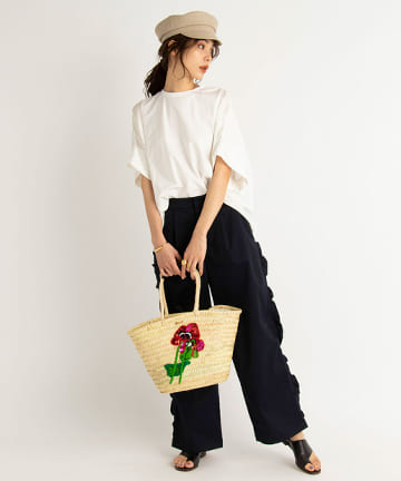 【洗える・MUVEIL(ミュベール)】フリルチノパンツ