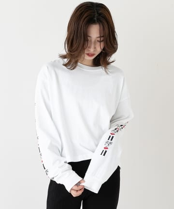 【H/アッシュ】顔プリントロンTee