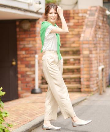 【手洗い可】エステルツイルルーズテーパードパンツ