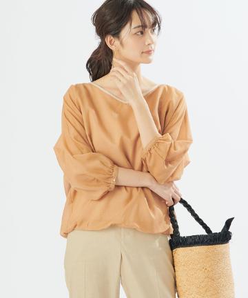 【手洗い可】バルーンスリーブパイピングブラウス