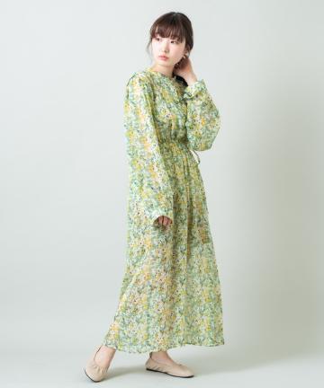 ペイント柄シアーワンピース