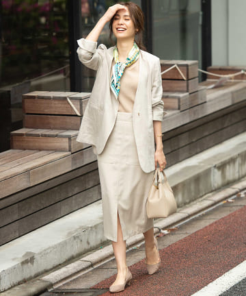 麻混オックススカート