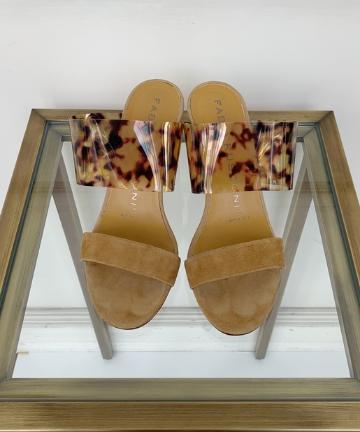 【FABIO RUSCONI】べっ甲スエードチャンキーサンダル