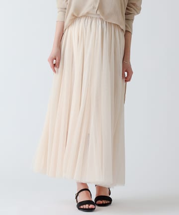 チュールレースレイヤードフレアスカート