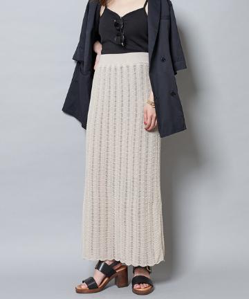 リネン混スカラヘムニットスカート